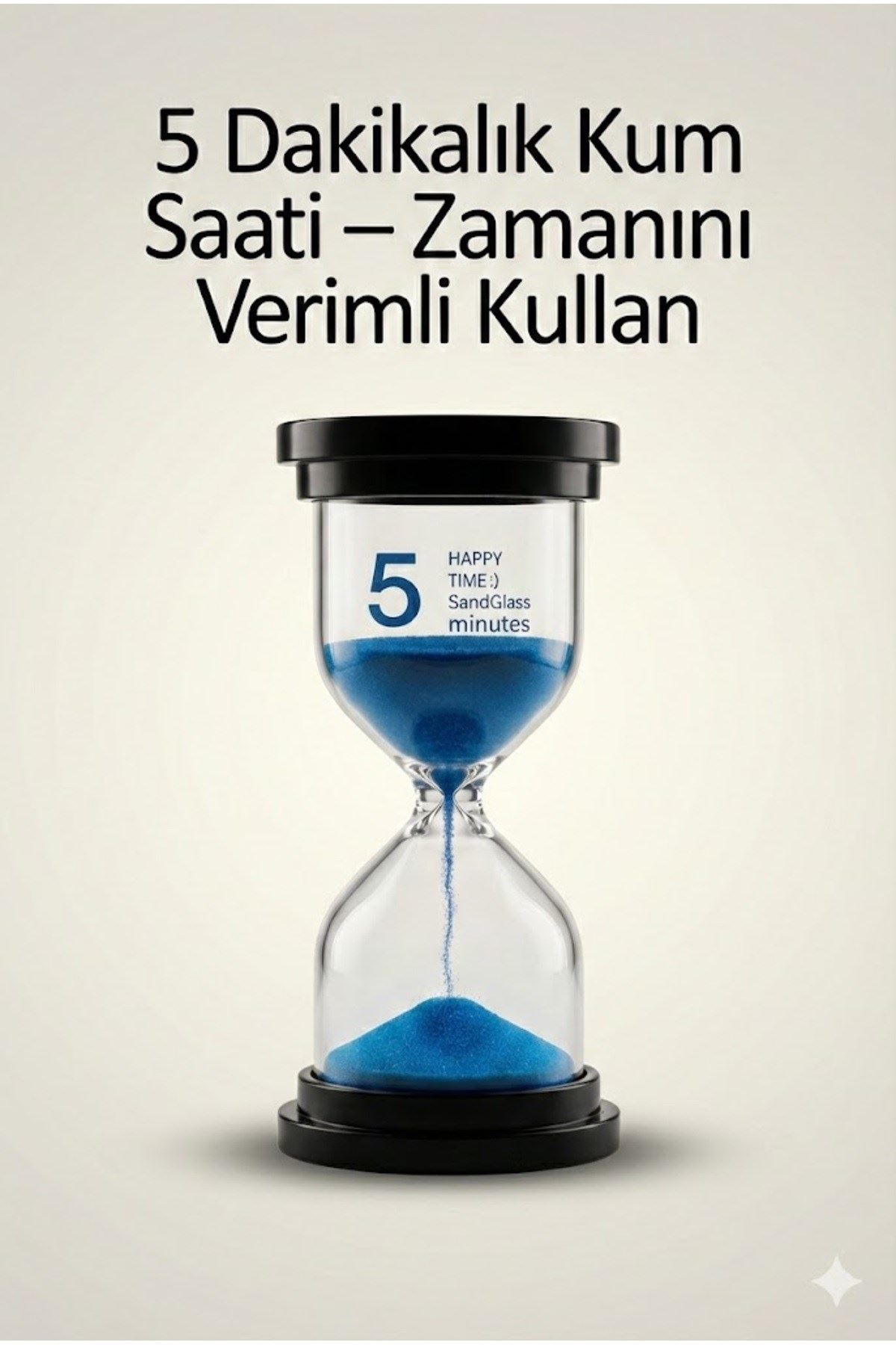 5 Dakikalık Kum Saati Zamanlayıcı – MAVİ Dekoratif Masa Saati 4 Renk Seçeneği