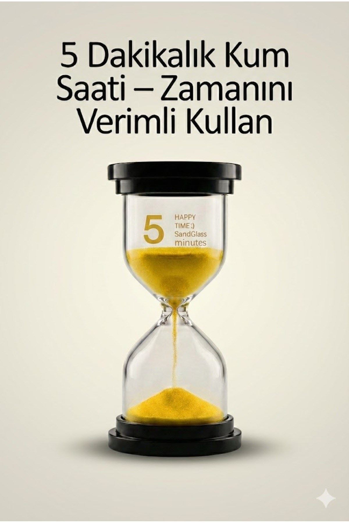 5 Dakikalık Kum Saati Zamanlayıcı – SARI Dekoratif Masa Saati 4 Renk Seçeneği
