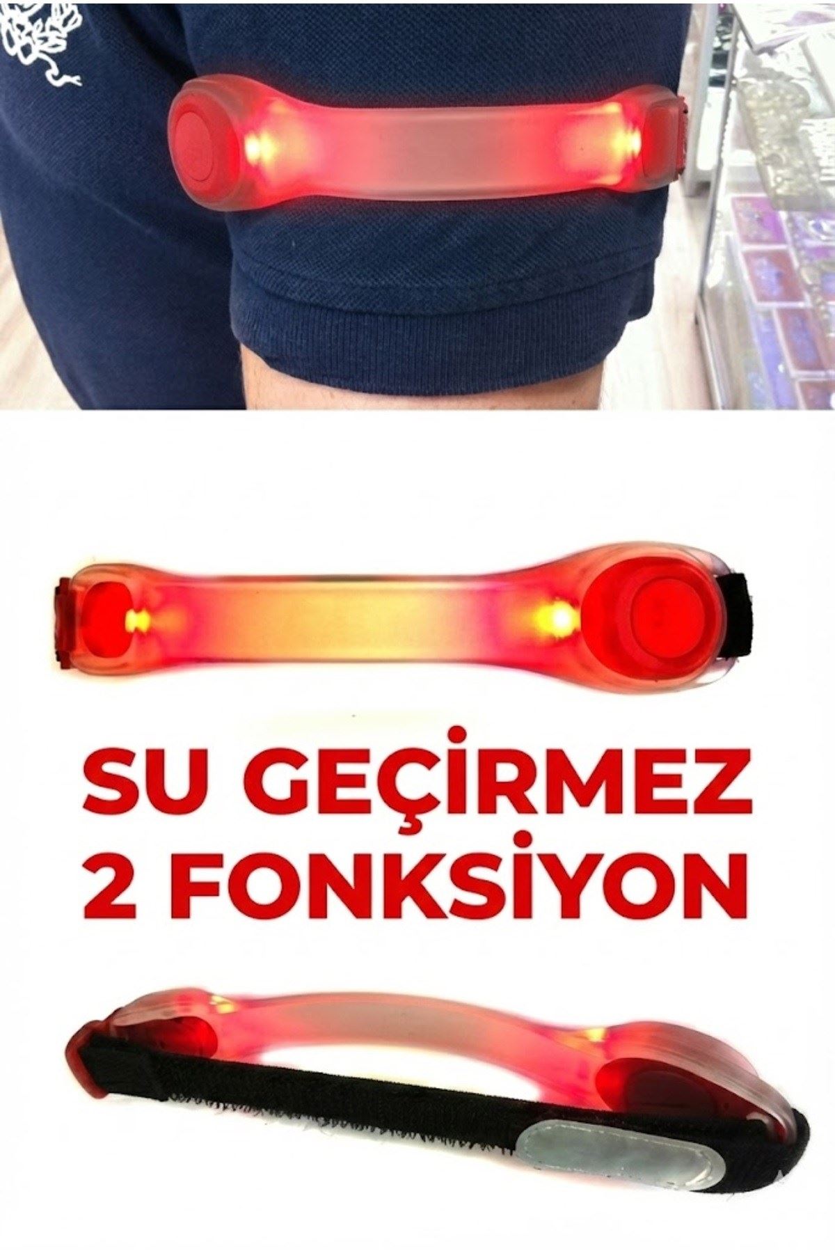 Gece Koşu Bilekliği: Su Geçirmez, 2 Fonksiyonlu, Işıklı Güvenlik Bandı