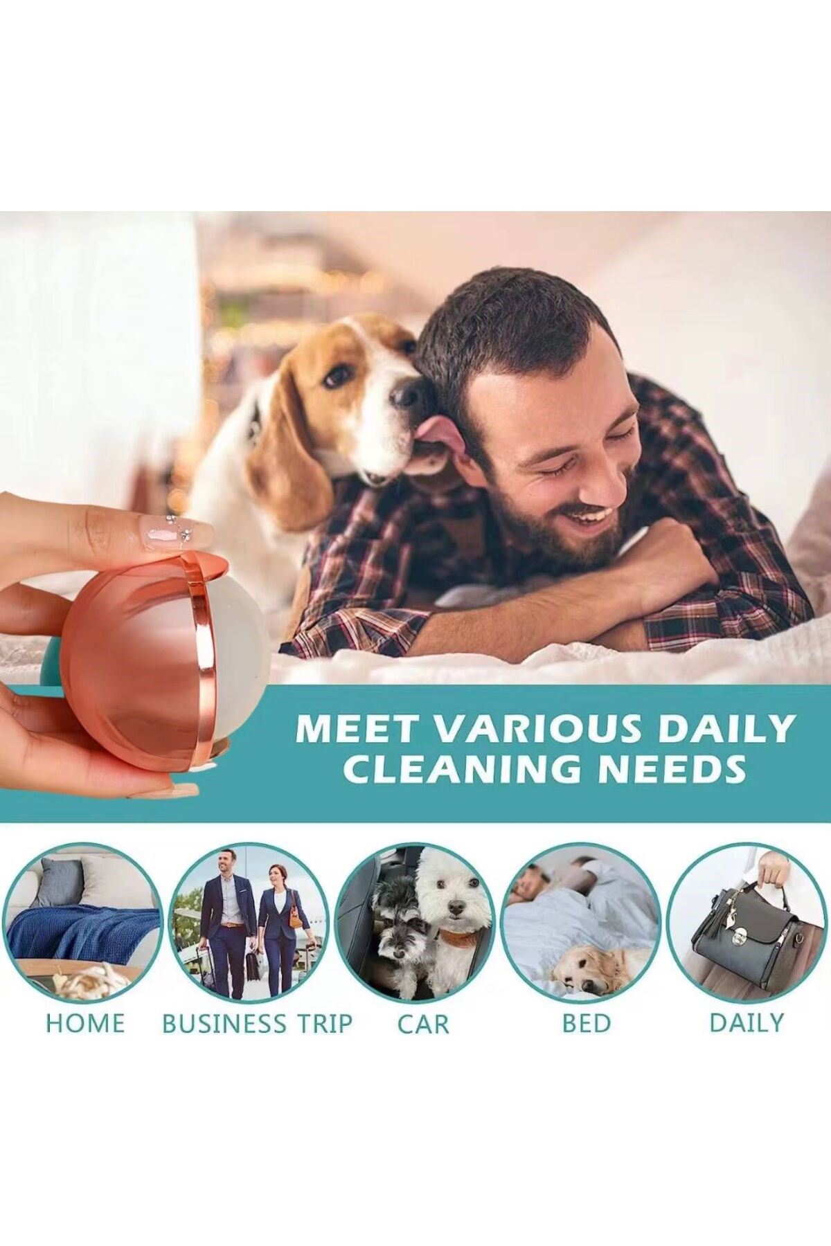 Taşınabilir Yıkanabilir Giysiler Yapışkan Saç Topu