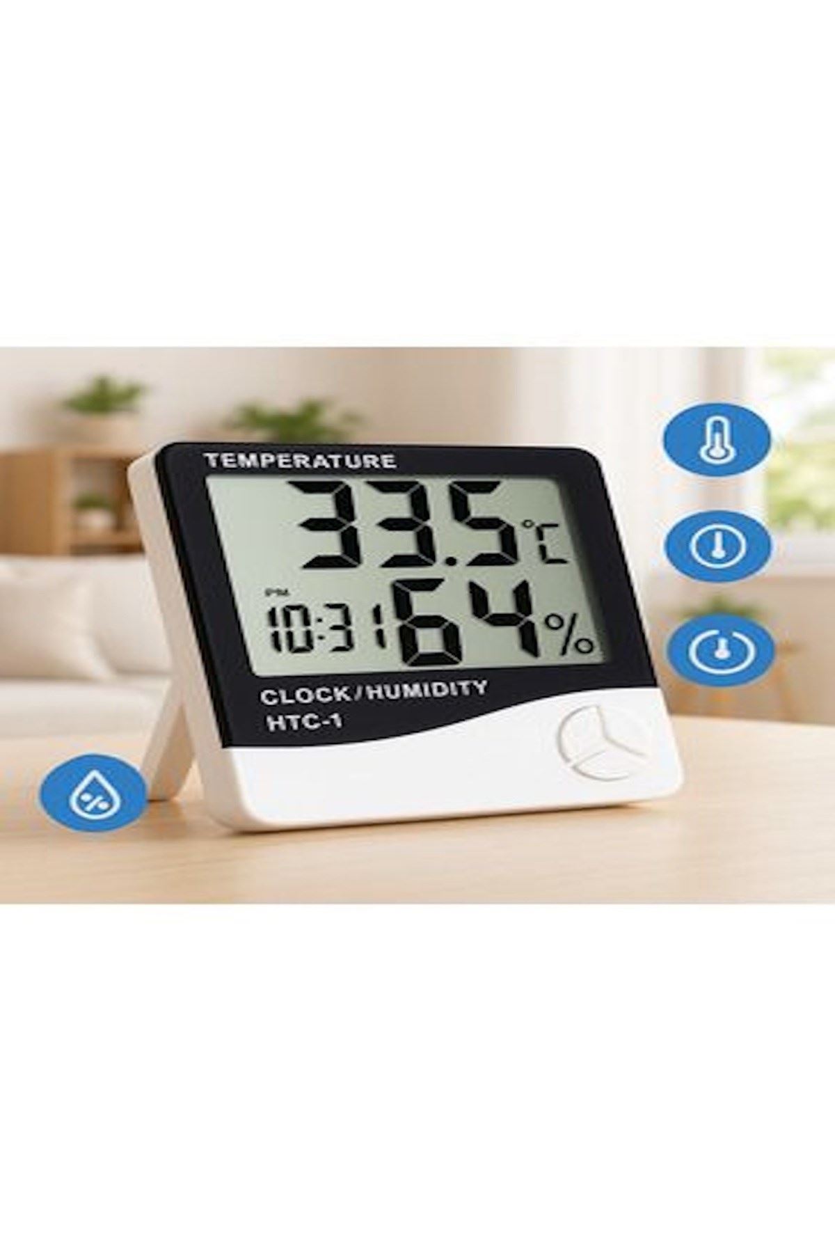 Akıllı Dijital Nem Sıcaklık Ölçer Termometre Masa Saati Fonksiyonel Ev Oda Ortam Dijital Sensörlü