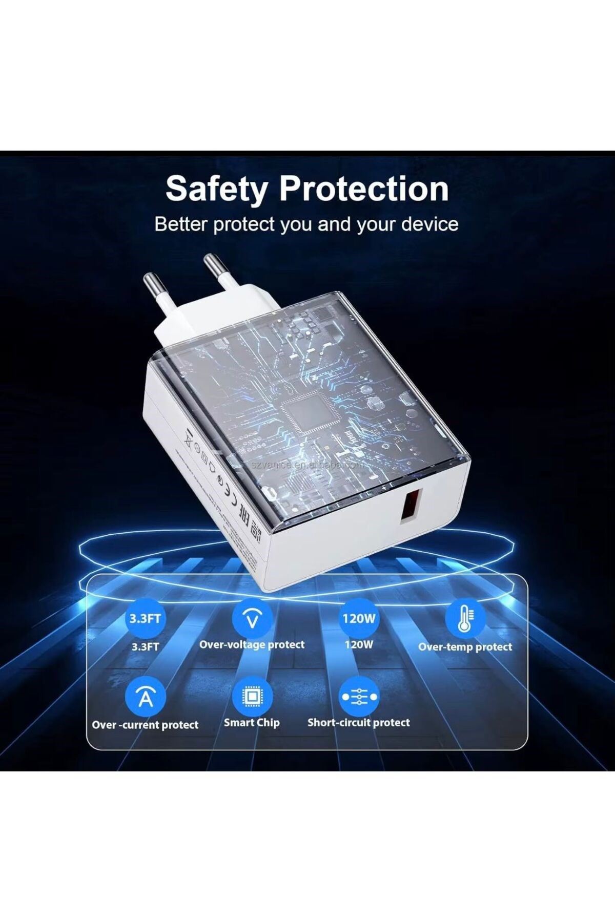 ⚡ 120W Hızlı Şarj Adaptörü + Type-C Kablosu | Süper Hızlı Şarj Cihazı 1 metre