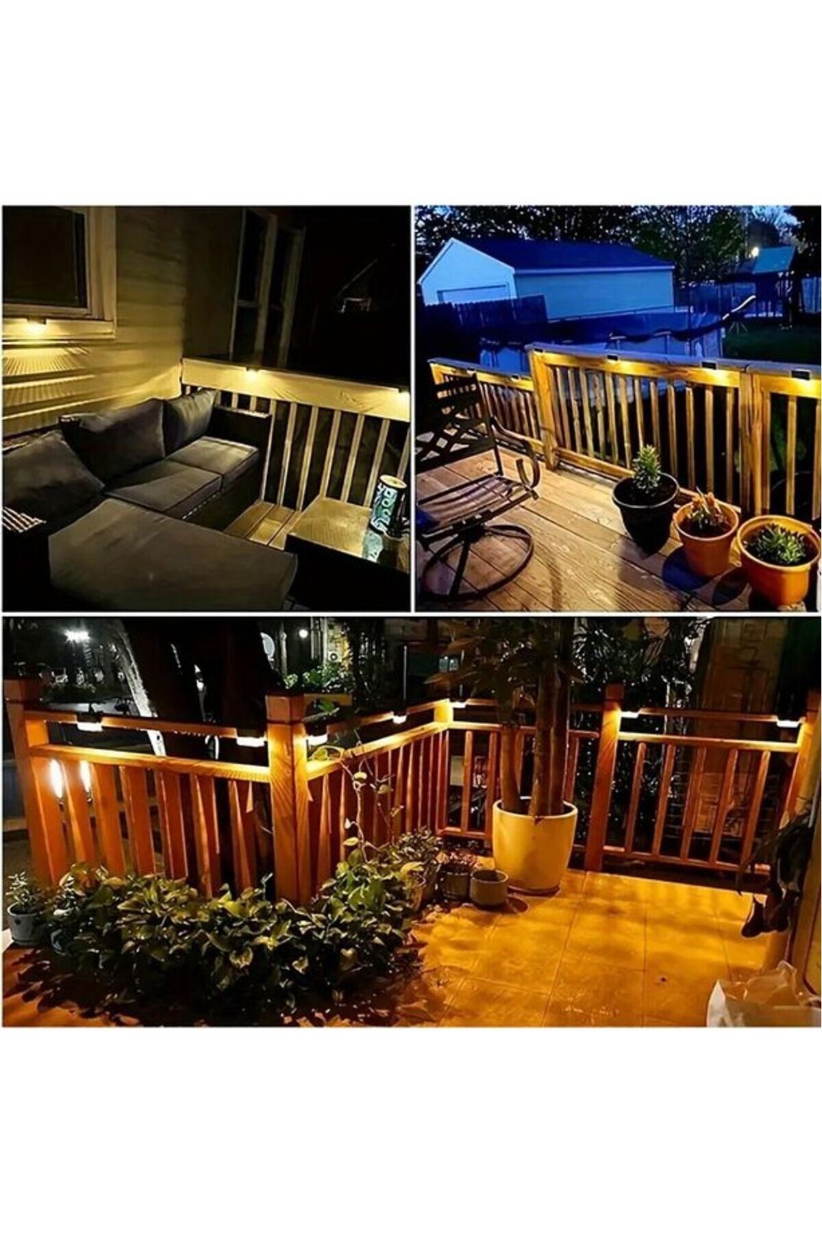 4 Adet Solar Güneş Enerjili Şarj Edilen Köşebent Merdiven Veranda Bahçe Led Lamba