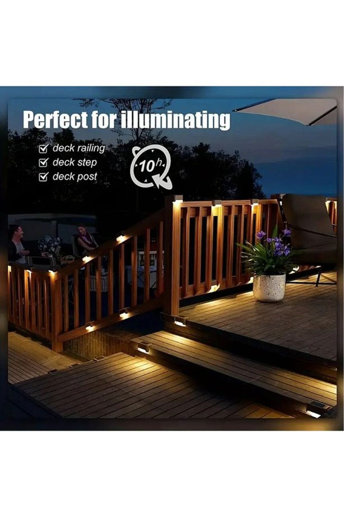 4 Adet Solar Güneş Enerjili Şarj Edilen Köşebent Merdiven Veranda Bahçe Led Lamba