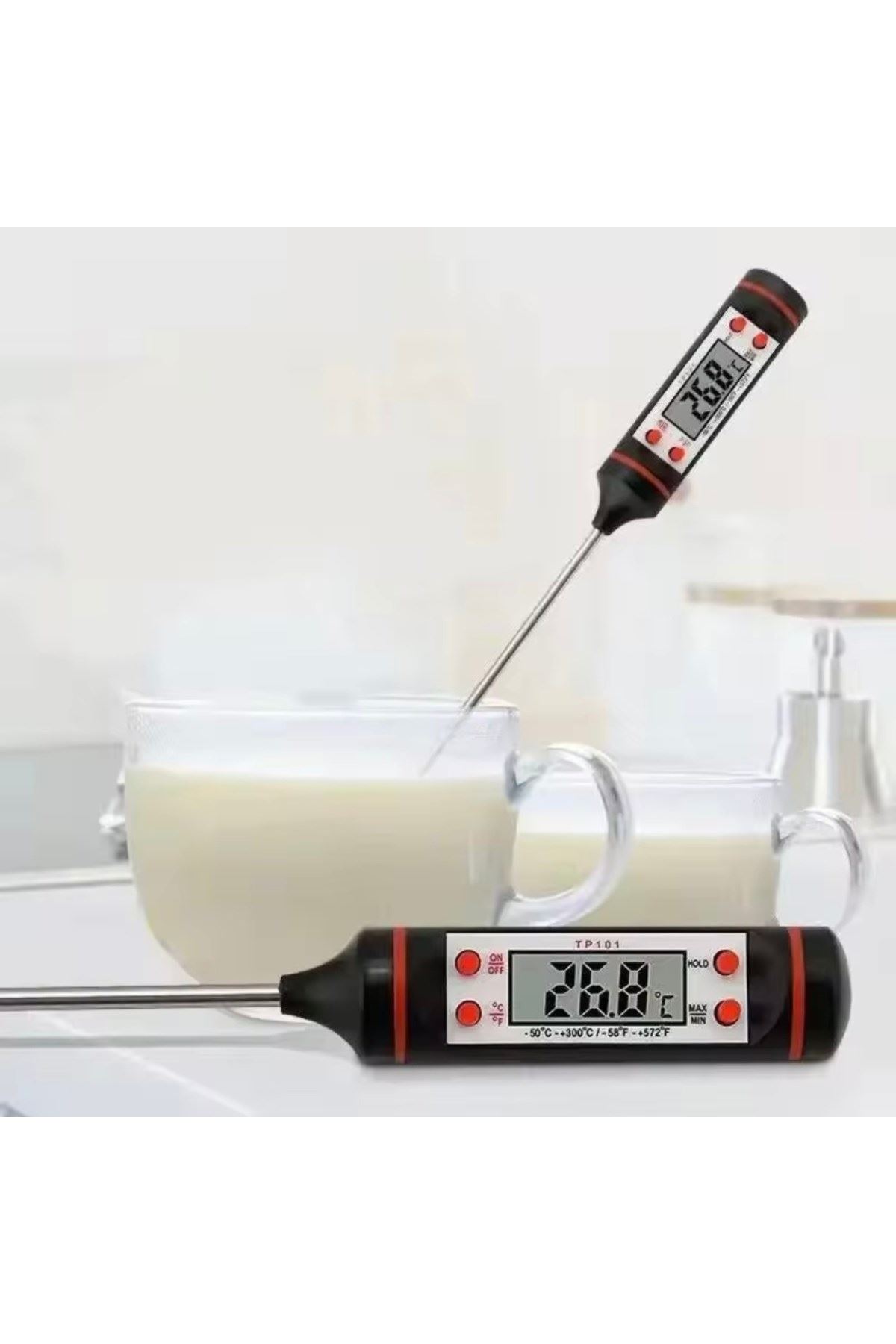 Dijital Gida Termometresi - Yogurt Süt Su Mama Et ve Yiyecek Sicaklik Yemek Isi Ölçer Paslanmaz