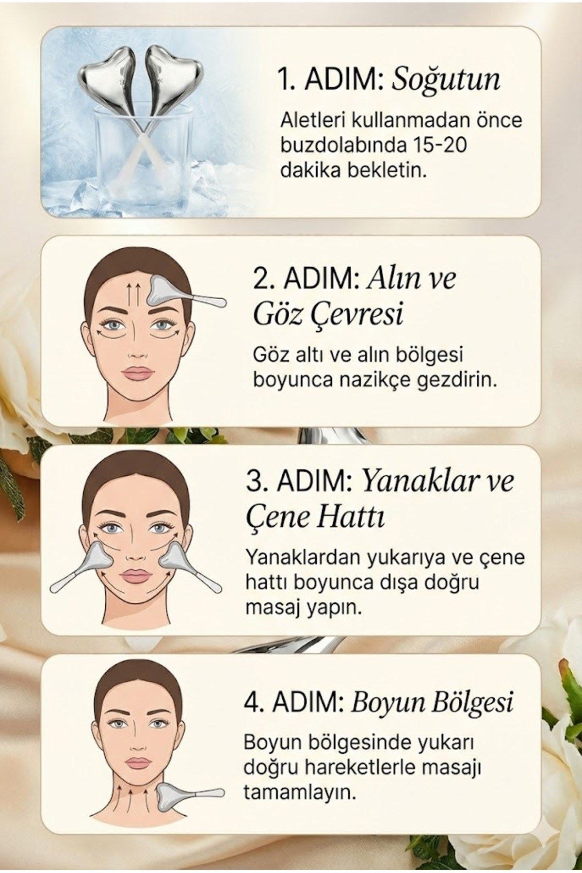 Kalp Şeklinde Soğuk Yüz Masaj Aleti - Cilt Sıkılaştırıcı ve Şişkinlik Giderici Cryo Sticks