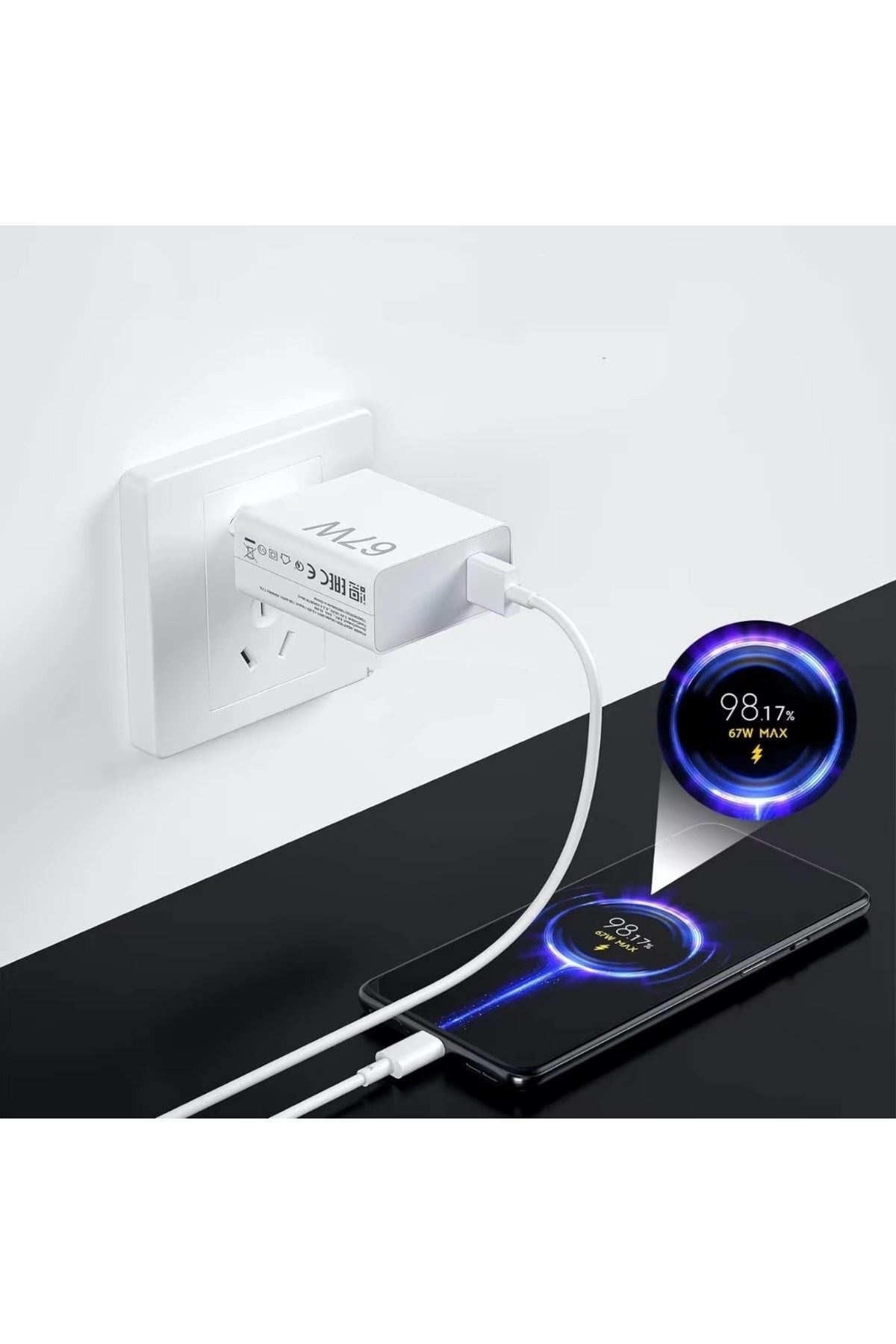 ⚡ 67W Hızlı Şarj Adaptörü + Type-C Kablosu | Süper Hızlı Şarj Cihazı 1 metre