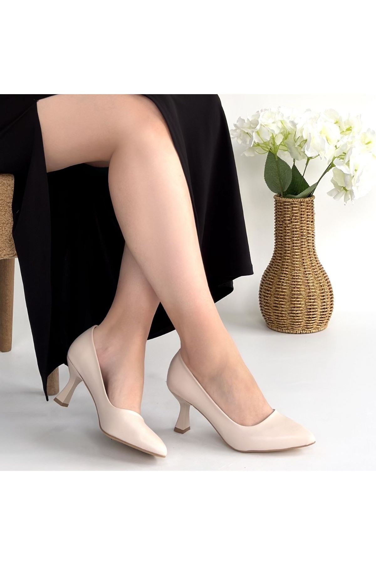 Leja Bej Cilt Topuklu Ayakkabı