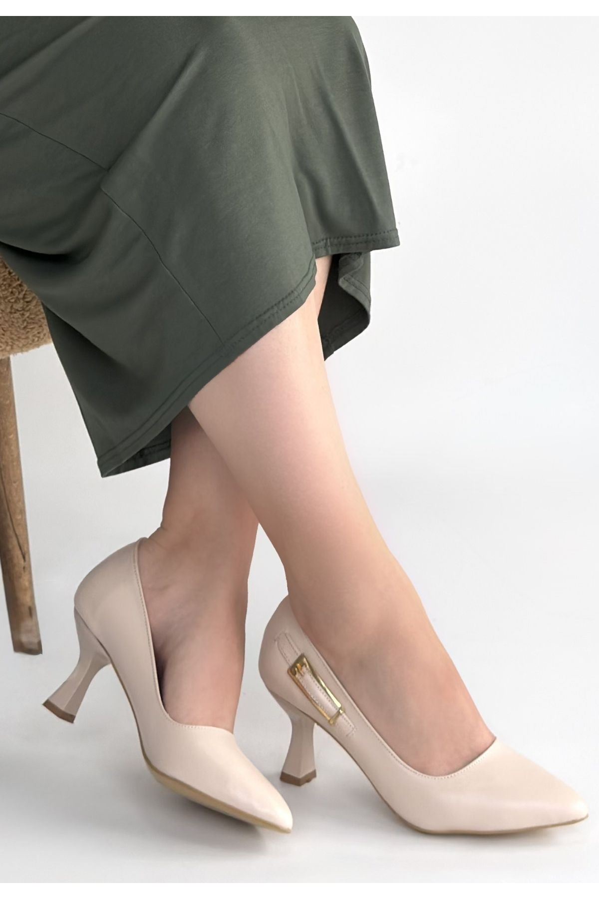 Yons Bej Cilt Topuklu Ayakkabı
