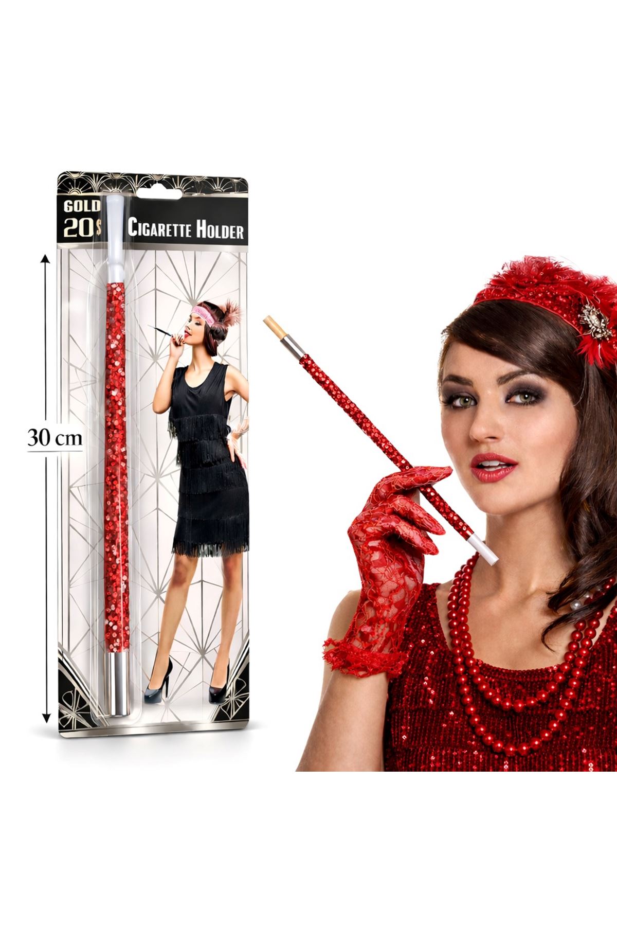 Kırmızı Payetli Sigara Tutacağı