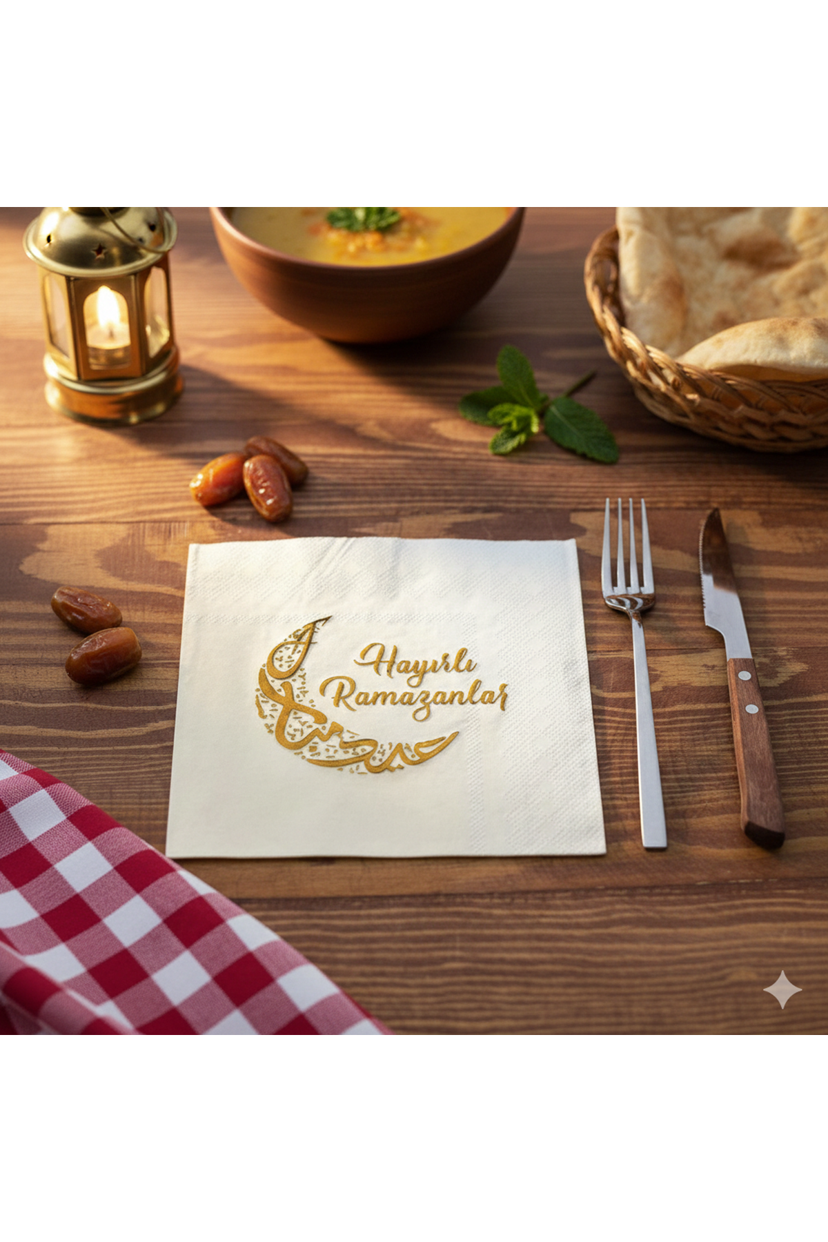 Ramazan Temalı Yaldız Baskılı Peçete