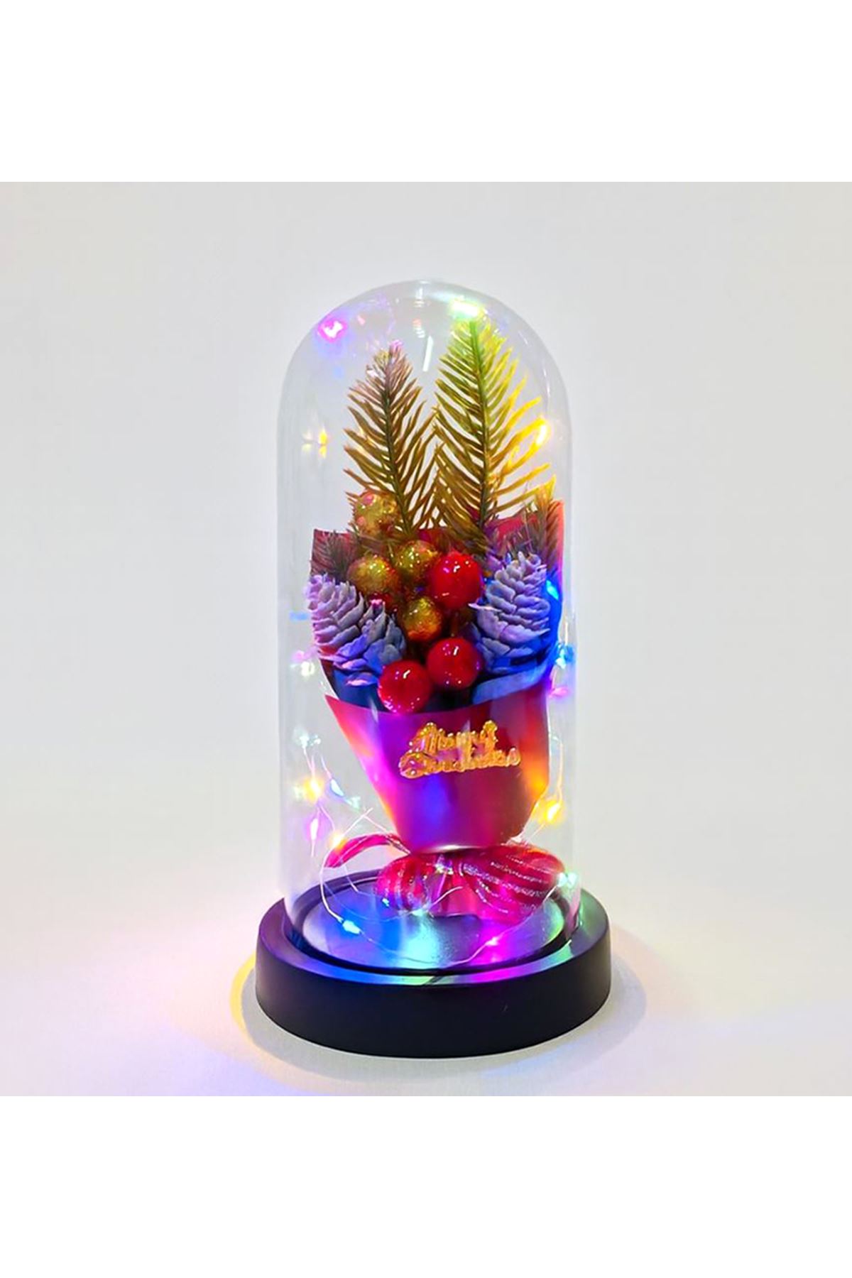 Yılbaşı Temalı Işıklı Dekoratif Cam Fanus - Model 3