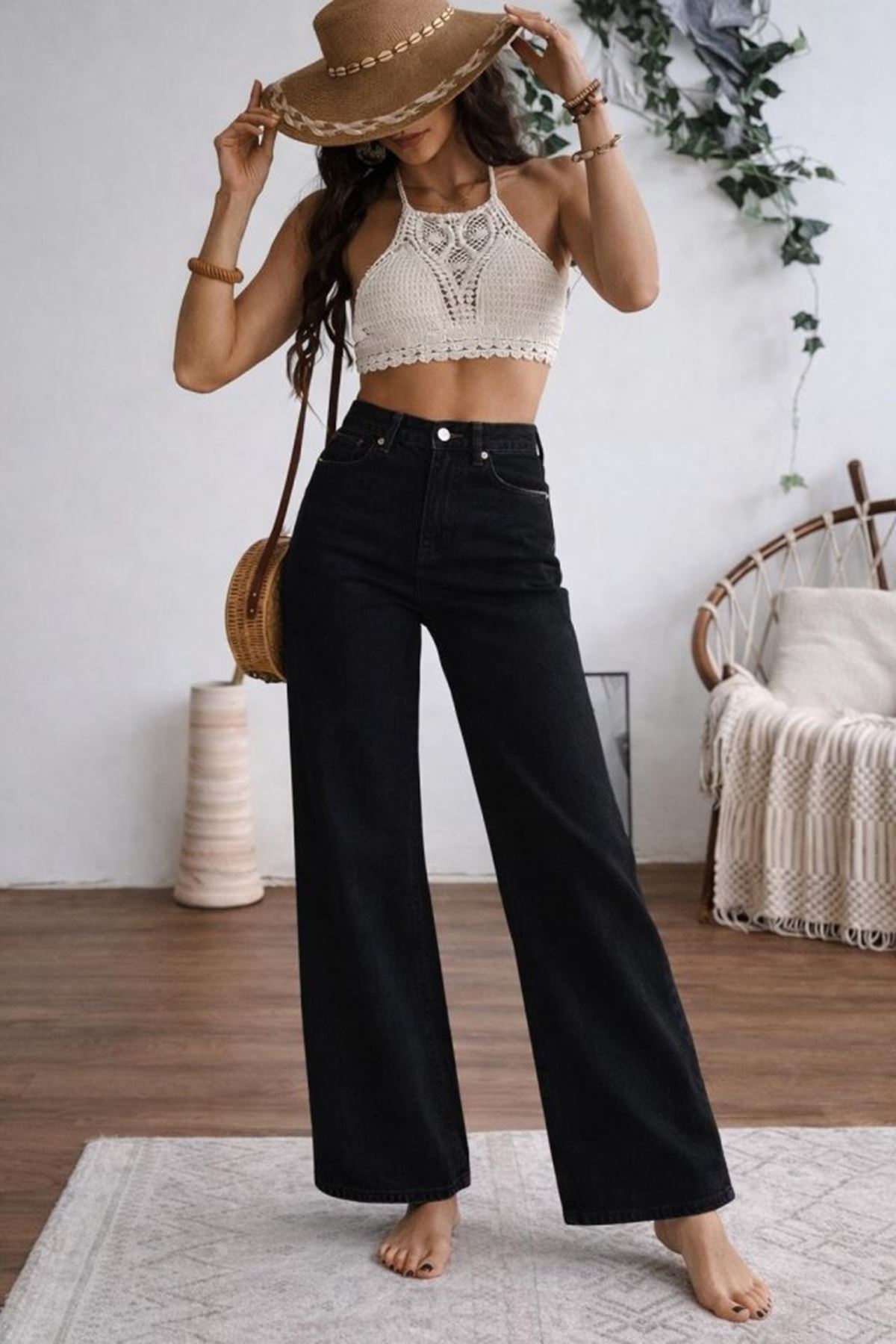 Kadın Yüksek Bel Palazzo Pantolon