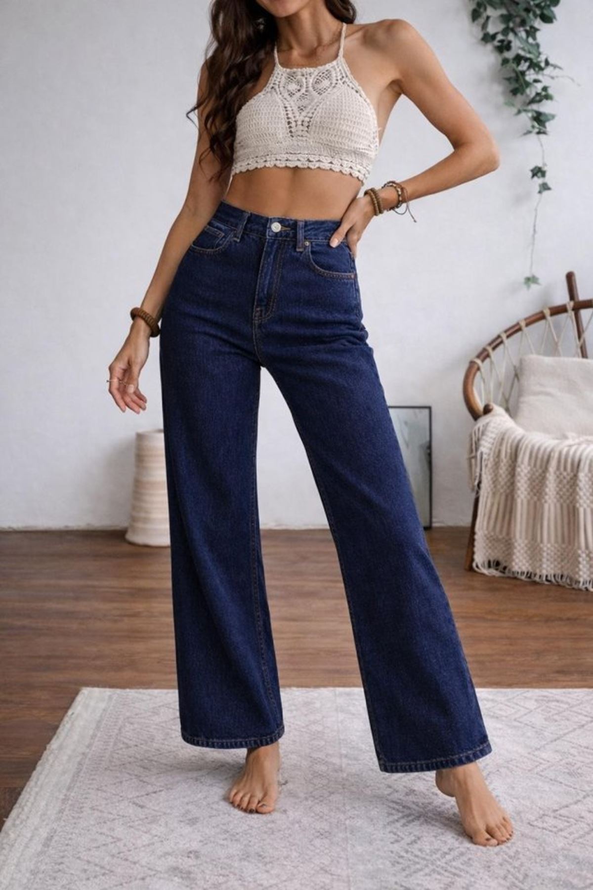 Kadın Yüksek Bel Palazzo Pantolon