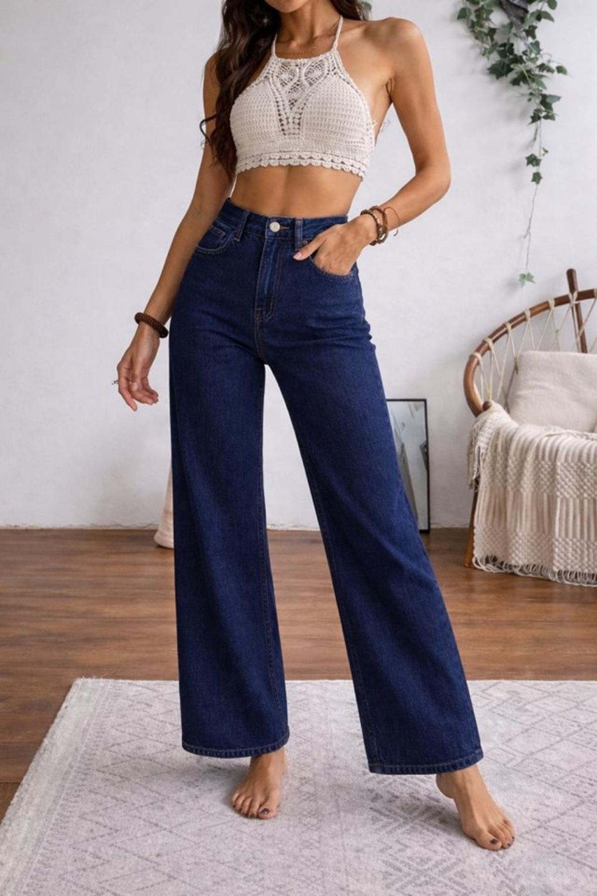 Kadın Yüksek Bel Palazzo Pantolon