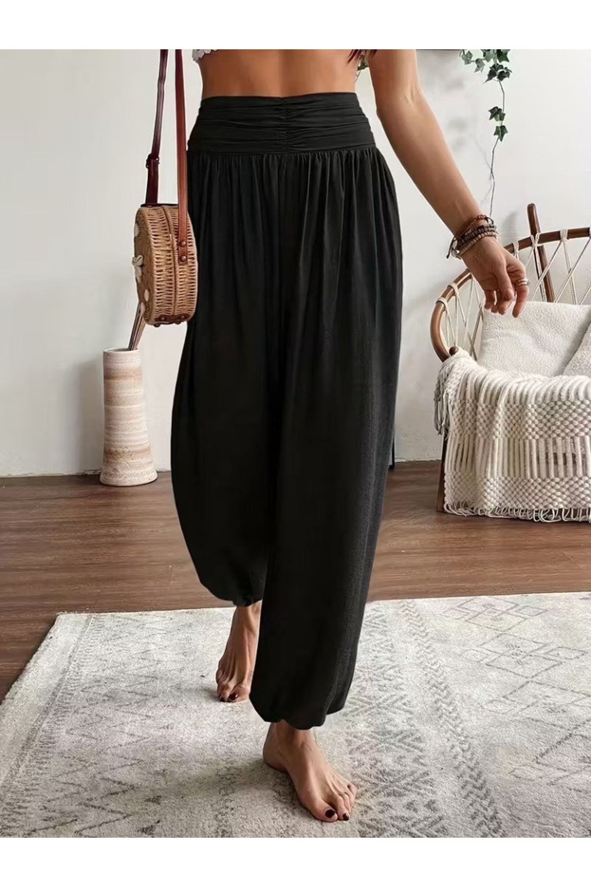 Kadın Yüksel Bel Yoğun Büzgü Detaylı Aerobin Pantolon