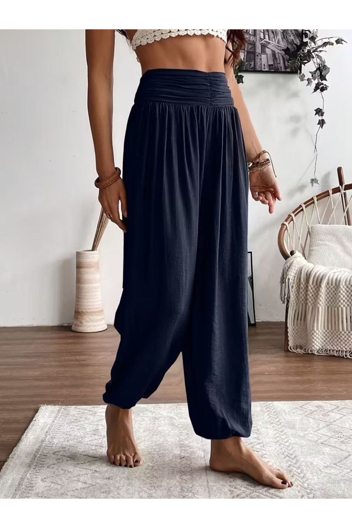 Kadın Yüksel Bel Yoğun Büzgü Detaylı Aerobin Pantolon