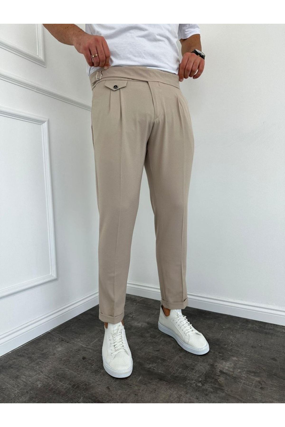 Erkek Bel Toka Detaylı Pileli Old Money Pantolon