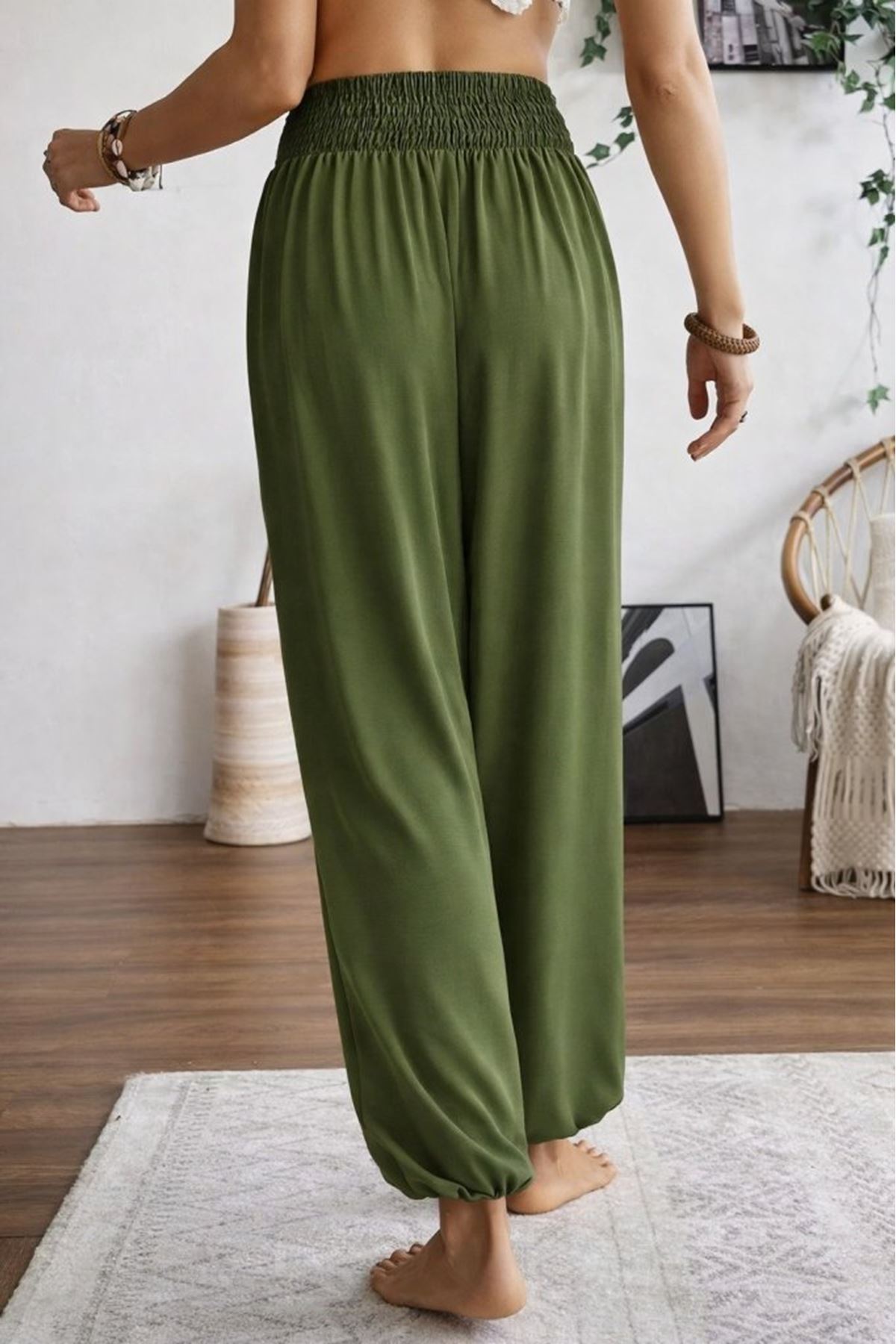 Kadın Yüksel Bel Yoğun Büzgü Detaylı Aerobin Pantolon