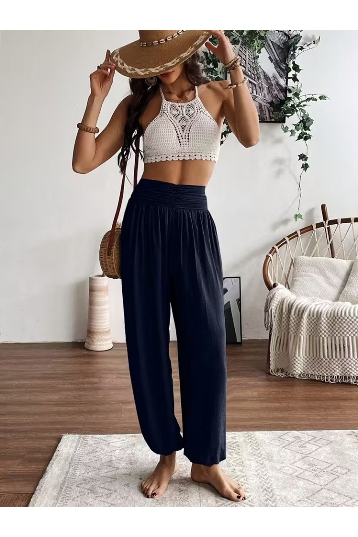 Kadın Yüksel Bel Yoğun Büzgü Detaylı Aerobin Pantolon