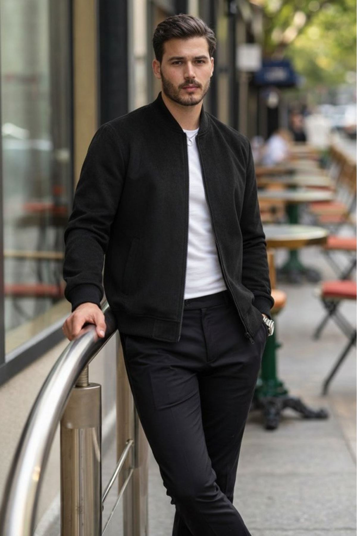 Erkek Uzun Kollu önden Fermuarlı Süet Ceket