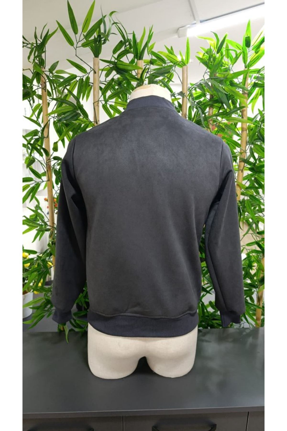 Erkek Uzun Kollu önden Fermuarlı Süet Ceket