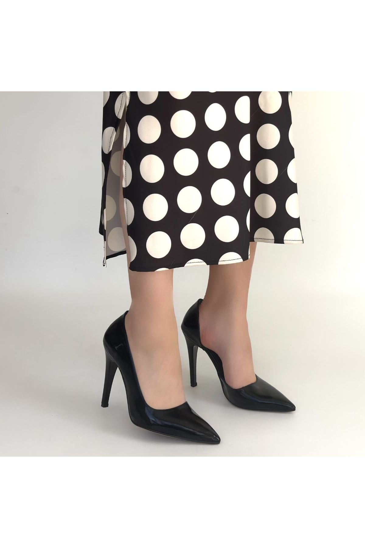 Pley Siyah Rugan Stiletto Ayakkabı