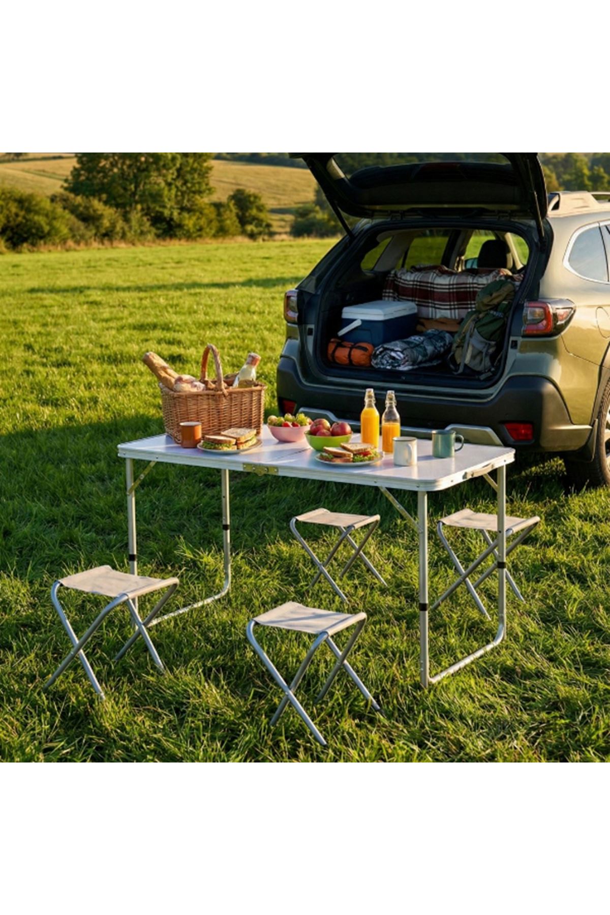 4 Sandalyeli Katlanabilir Masa Seti