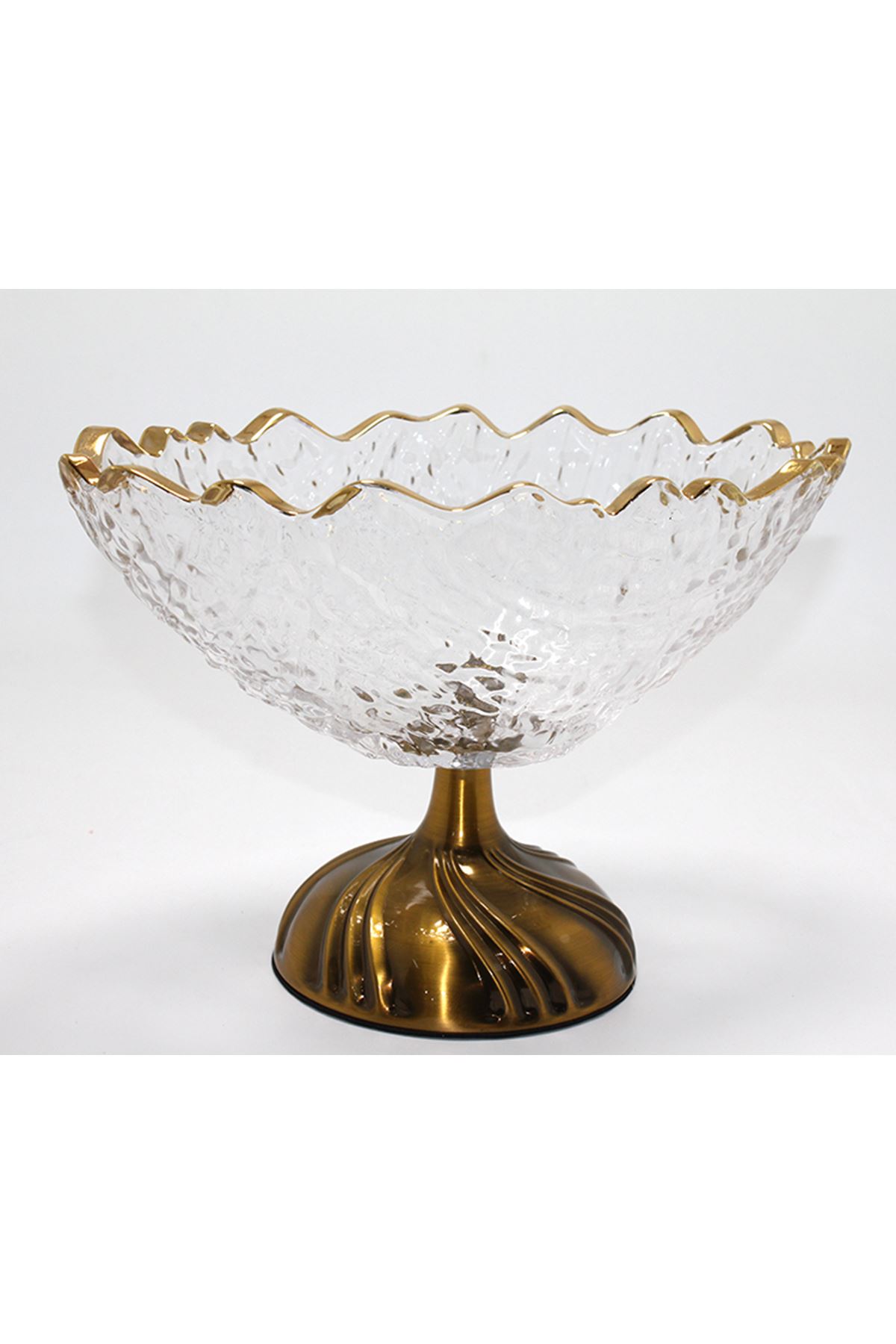 Gold Detaylı Eskitme Ayaklı Dekoratif Cam Sunumluk