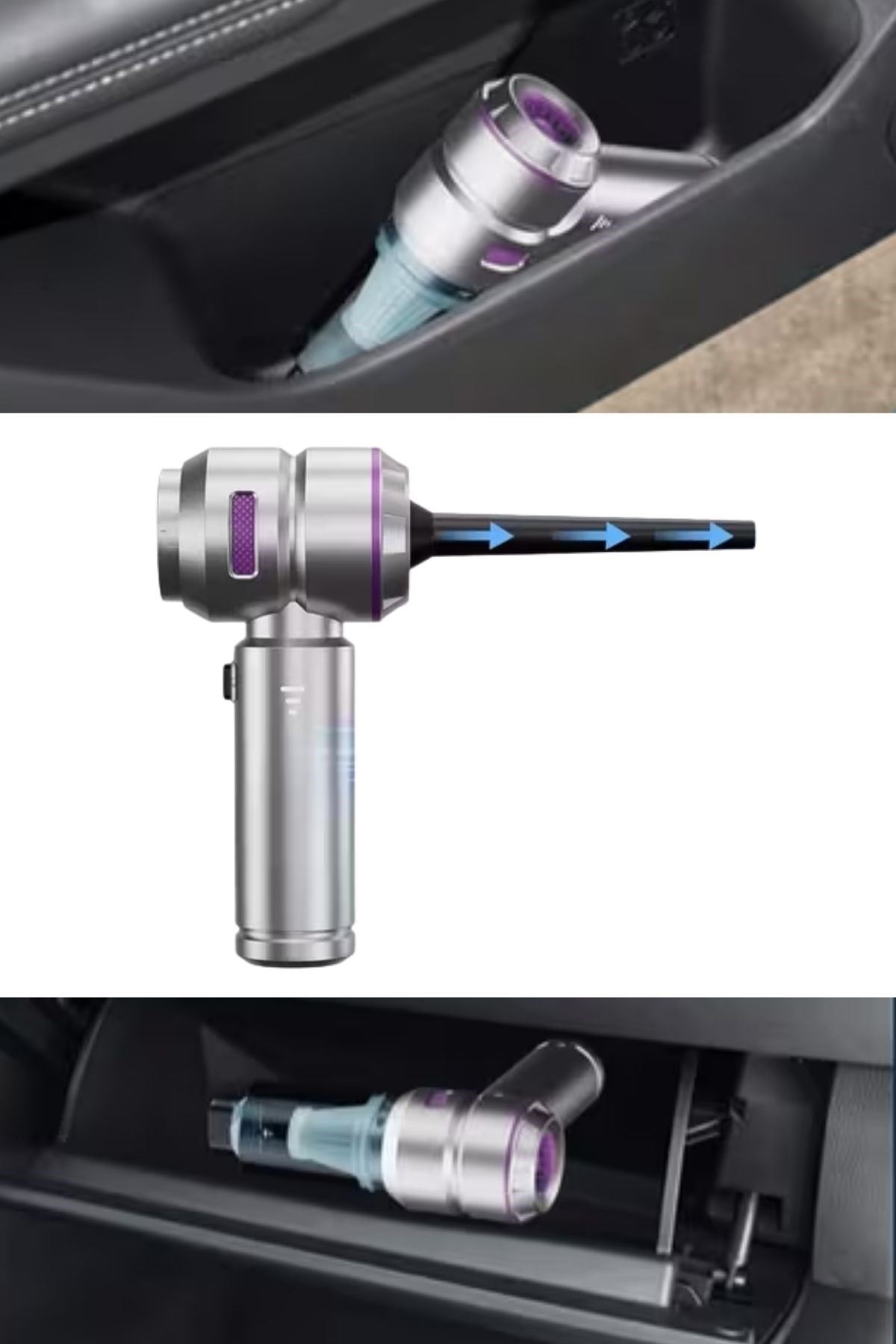 TBL Dekor® 9 Farklı Uçlu Kablosuz Şarjlı Araç İçi Süpürge – Wireless Destekli, Güçlü Emiş, Taşınabilir Pratik Araç Temizleyici