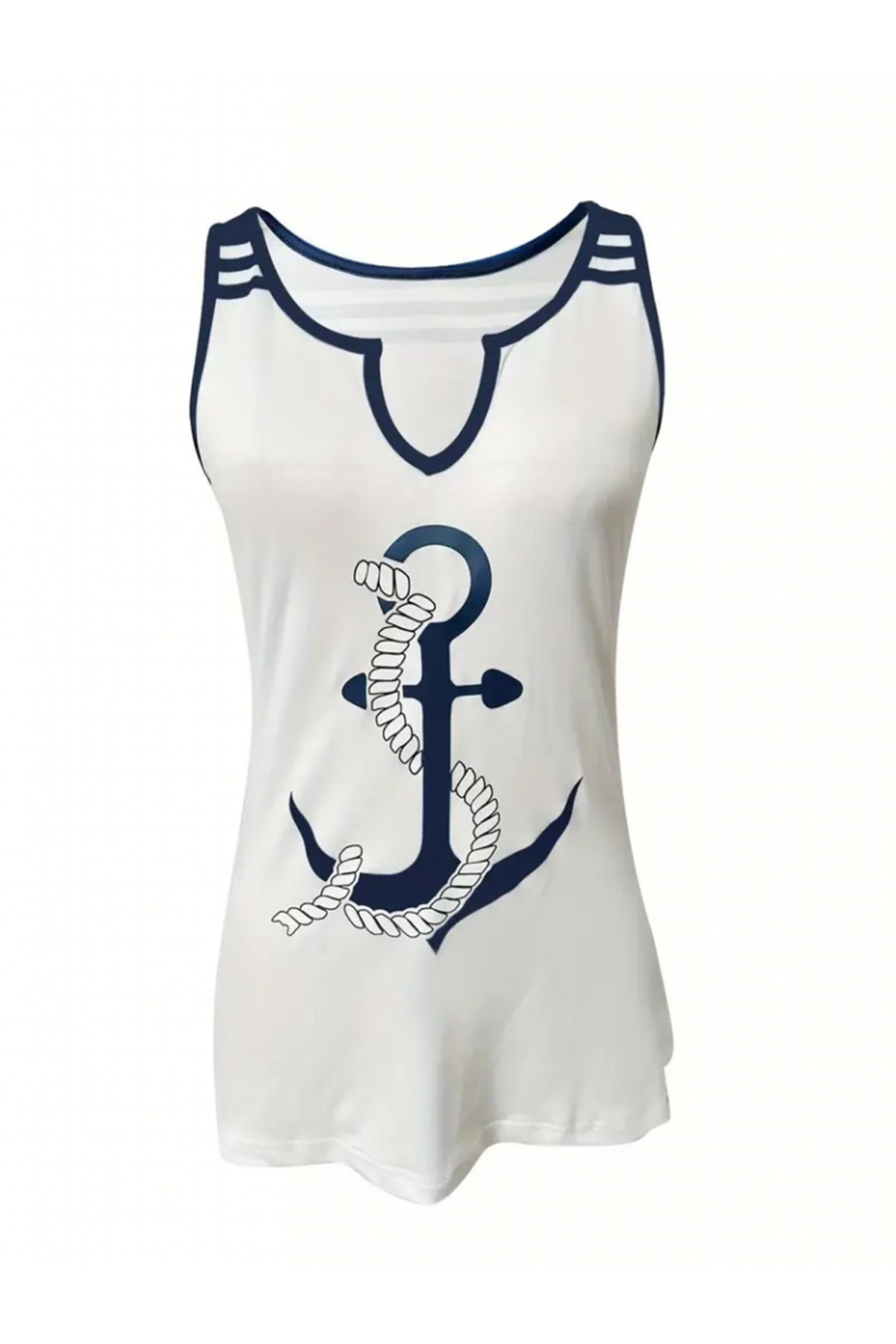 Kadın Kalp Yaka çıpa Baskılı Süprem Bluz