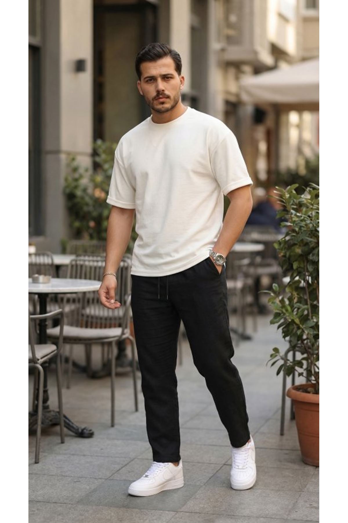 Erkek Duble Kol Basic Tişört