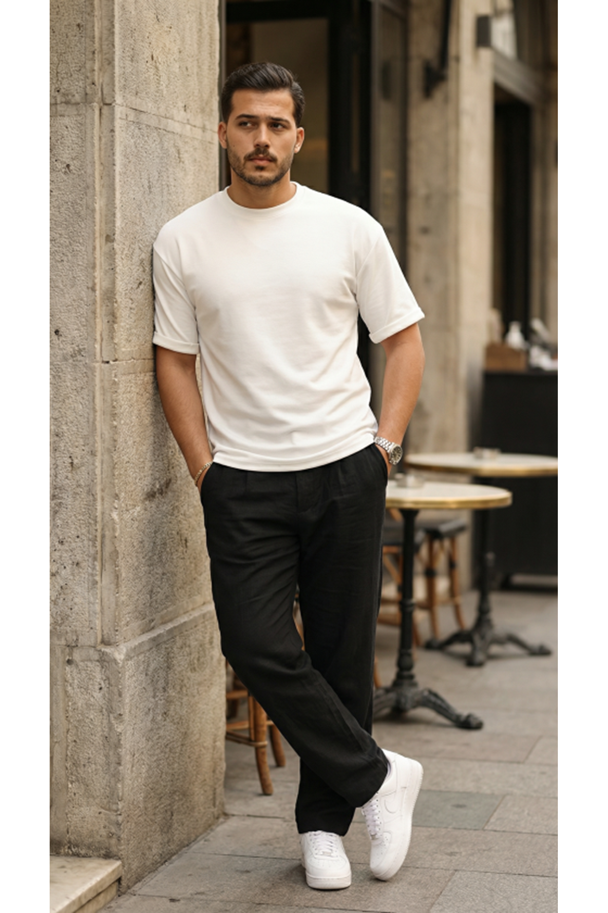 Erkek Duble Kol Basic Tişört