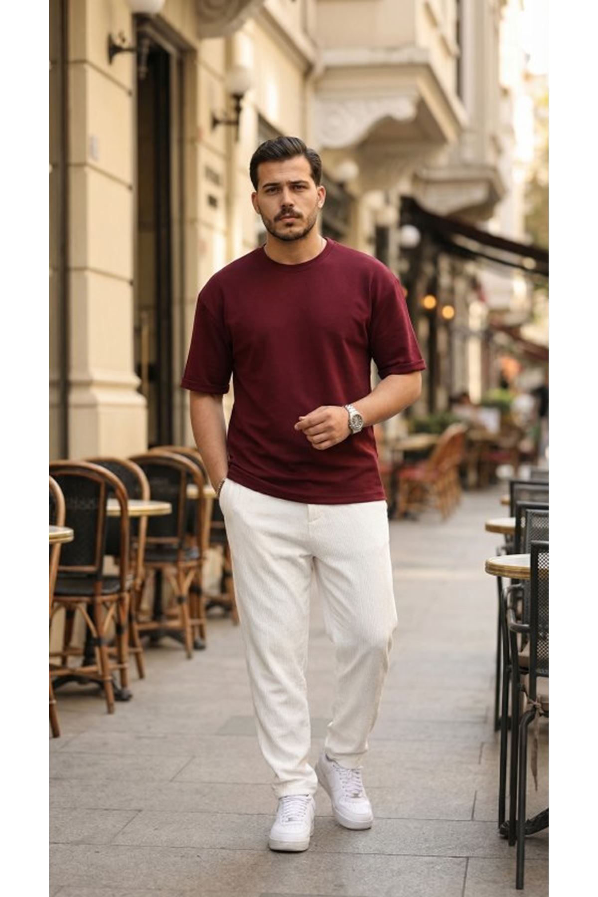 Erkek Duble Kol Basic Tişört