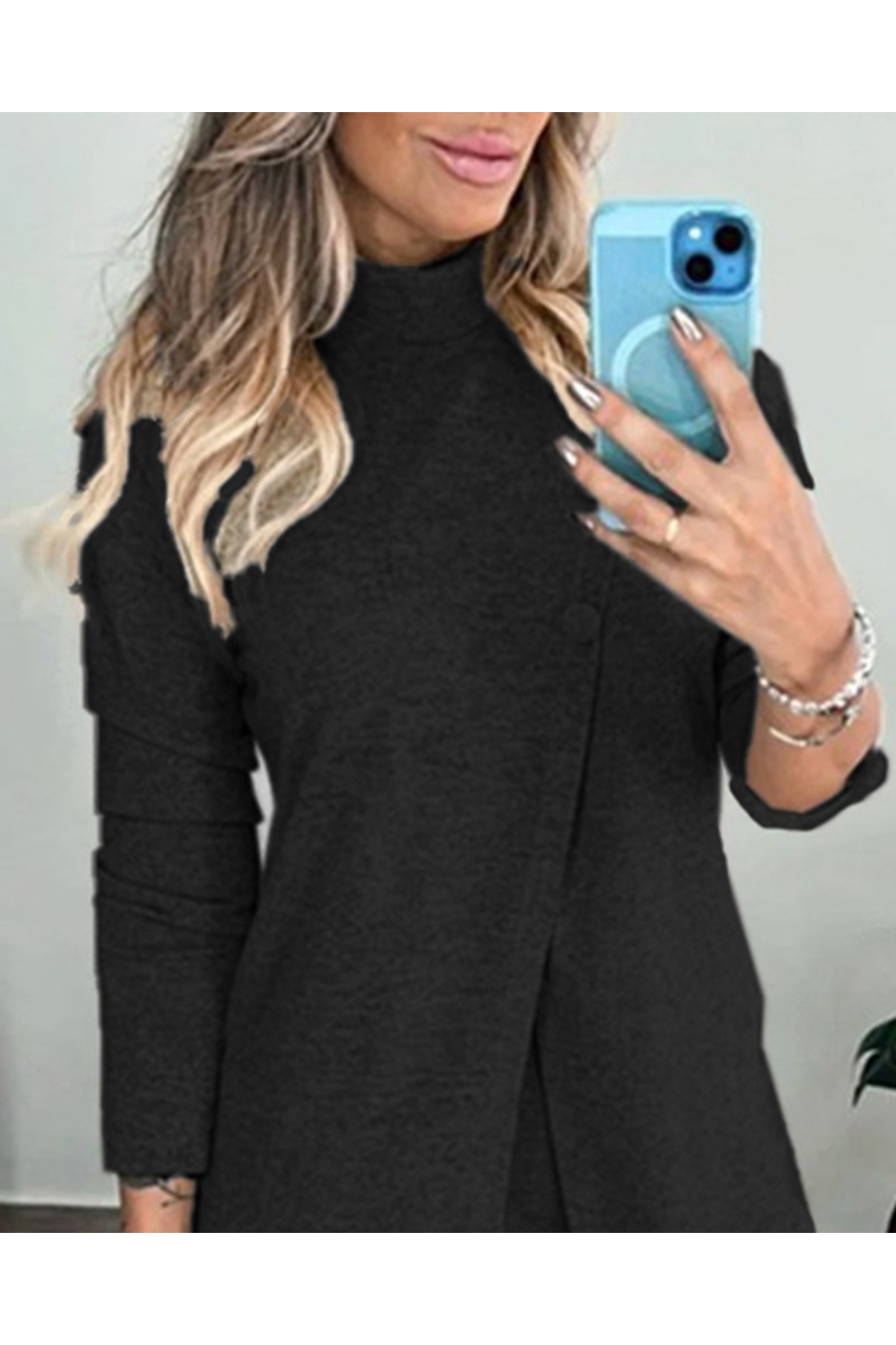 Kadın Uzun Kollu Balıkçı Yaka önden Düğmeli Bluz Ve Pantolon Yumoş Ikili Takım