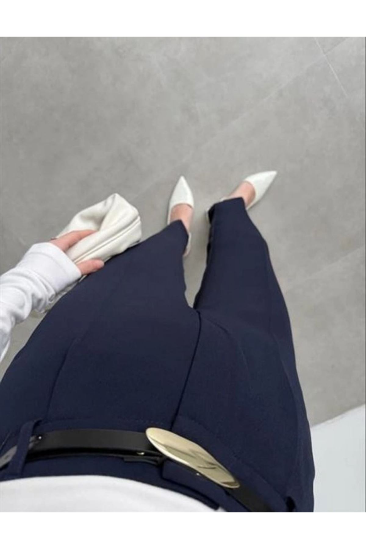 Kadın Yüksek Bel Kemer Dahil Hacuc Pantolon