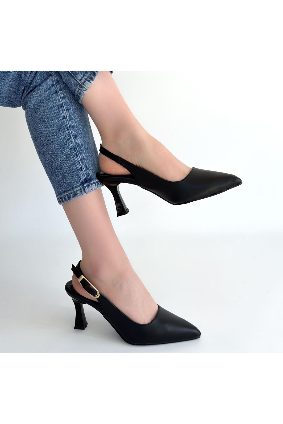 Hies Siyah Cilt Topuklu Ayakkabı