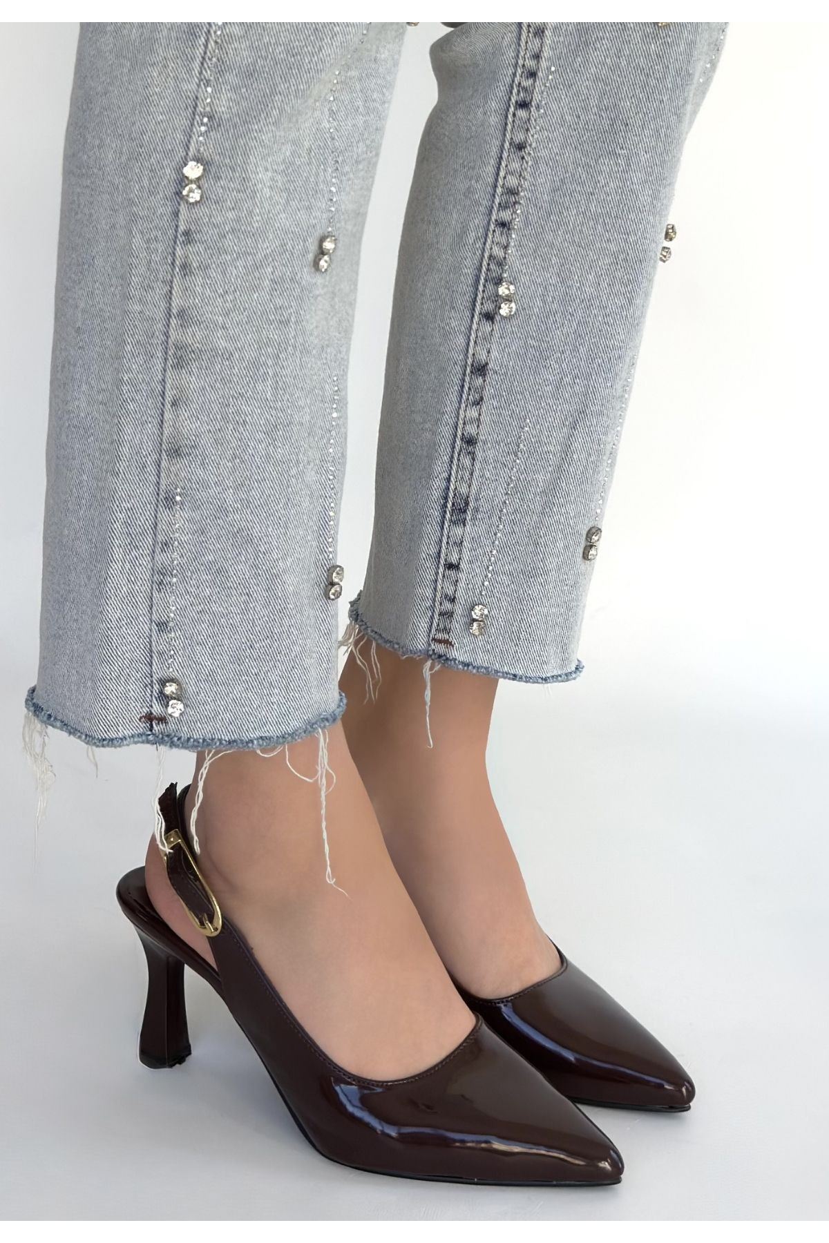 Hies Kahverengi Rugan Topuklu Ayakkabı