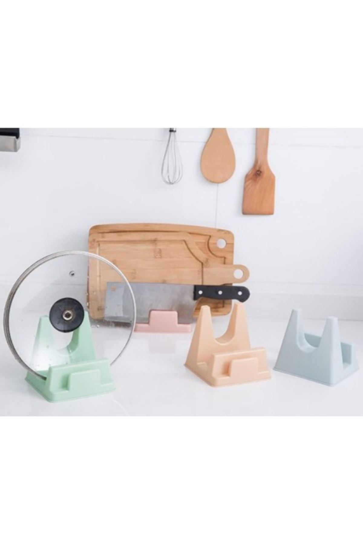 Tencere Kapağı ve Kesme Tahtası Tutucu Mutfak Standı