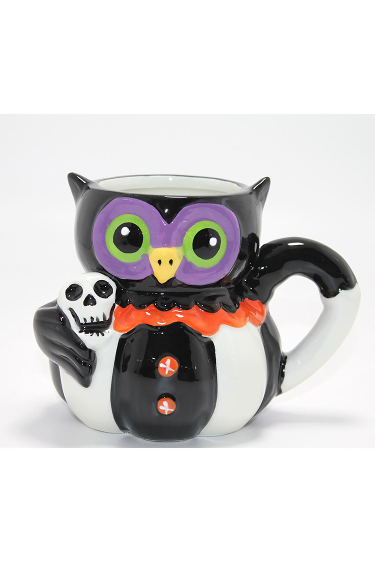 Kurukafa Tutan Baykuş Figürlü Seramik Kupa Bardak