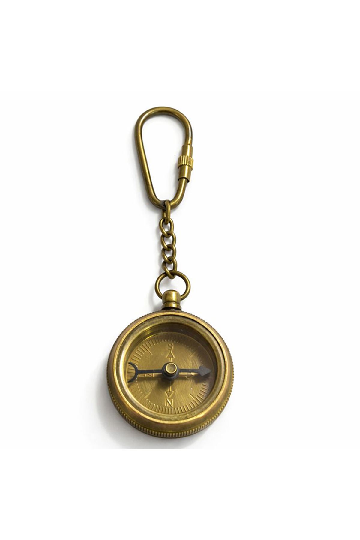 Nostaljik Pirinç Pusula Figürlü Anahtarlık