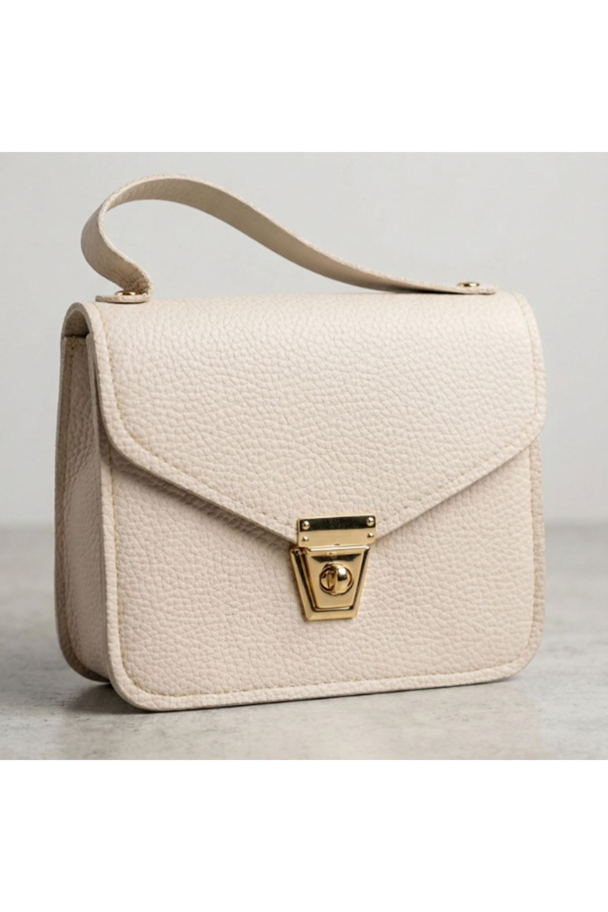 Krem Rengi Kutu El Çantası