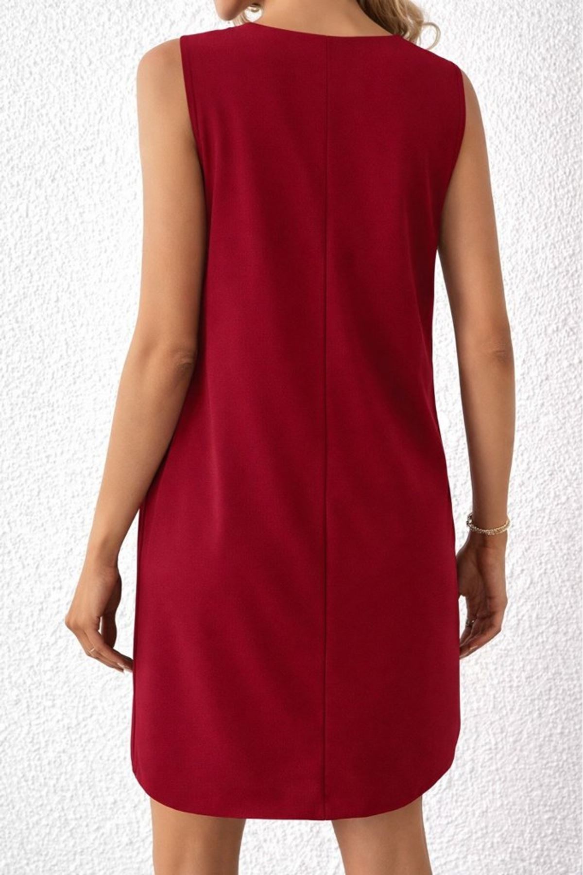 Kadın Askılı V Yakalı Mini Ithal Krep Elbise