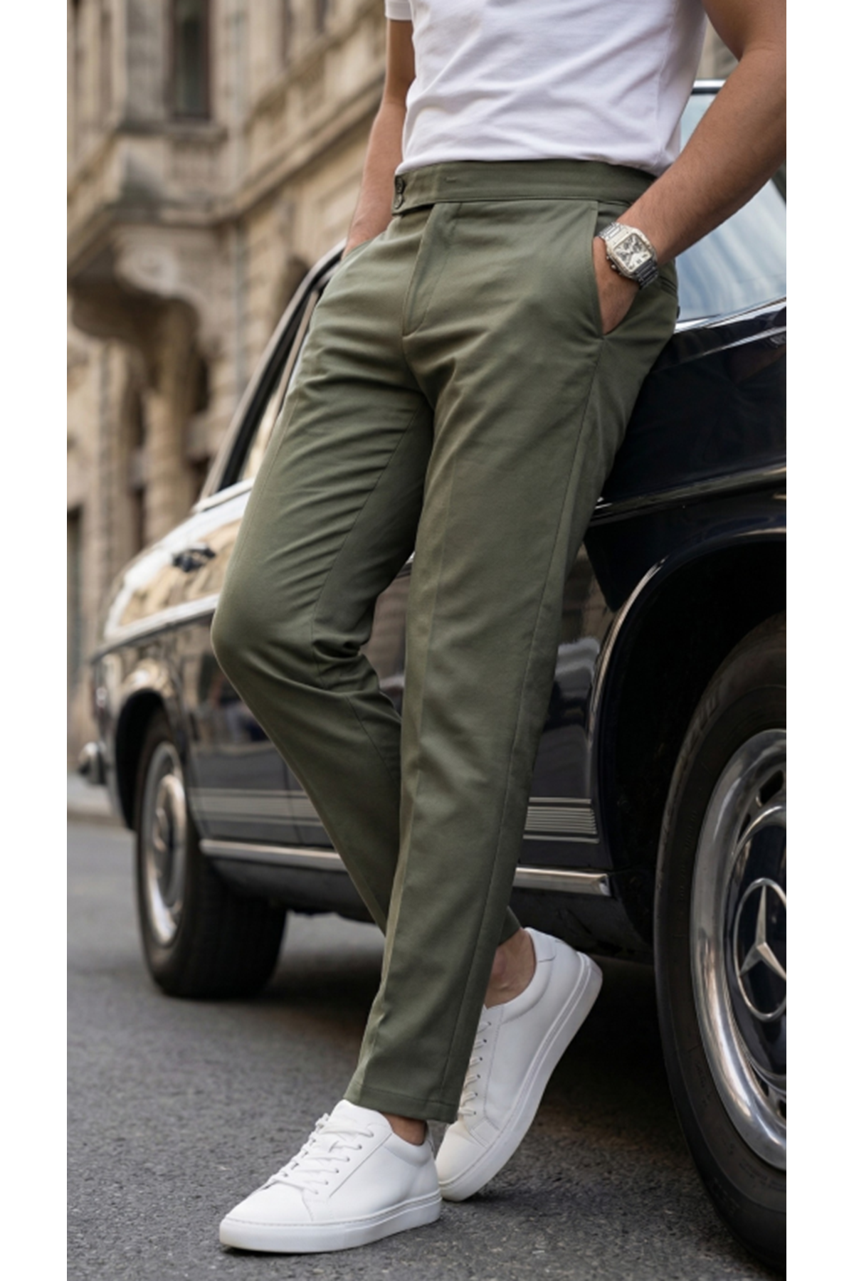 Erkek Toka Detaylı Oldmoney Kumaş Pantolon