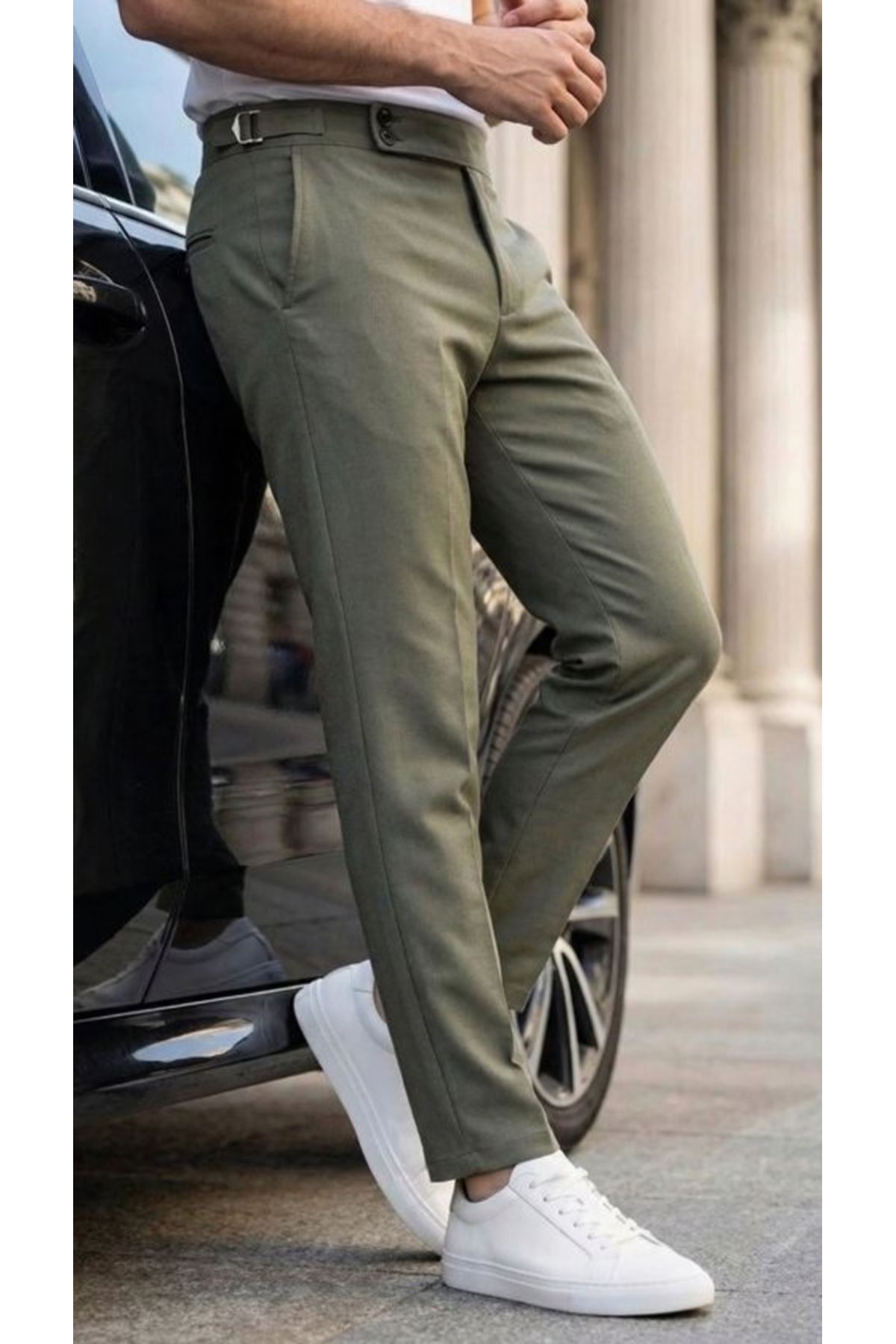 Erkek Toka Detaylı Oldmoney Kumaş Pantolon