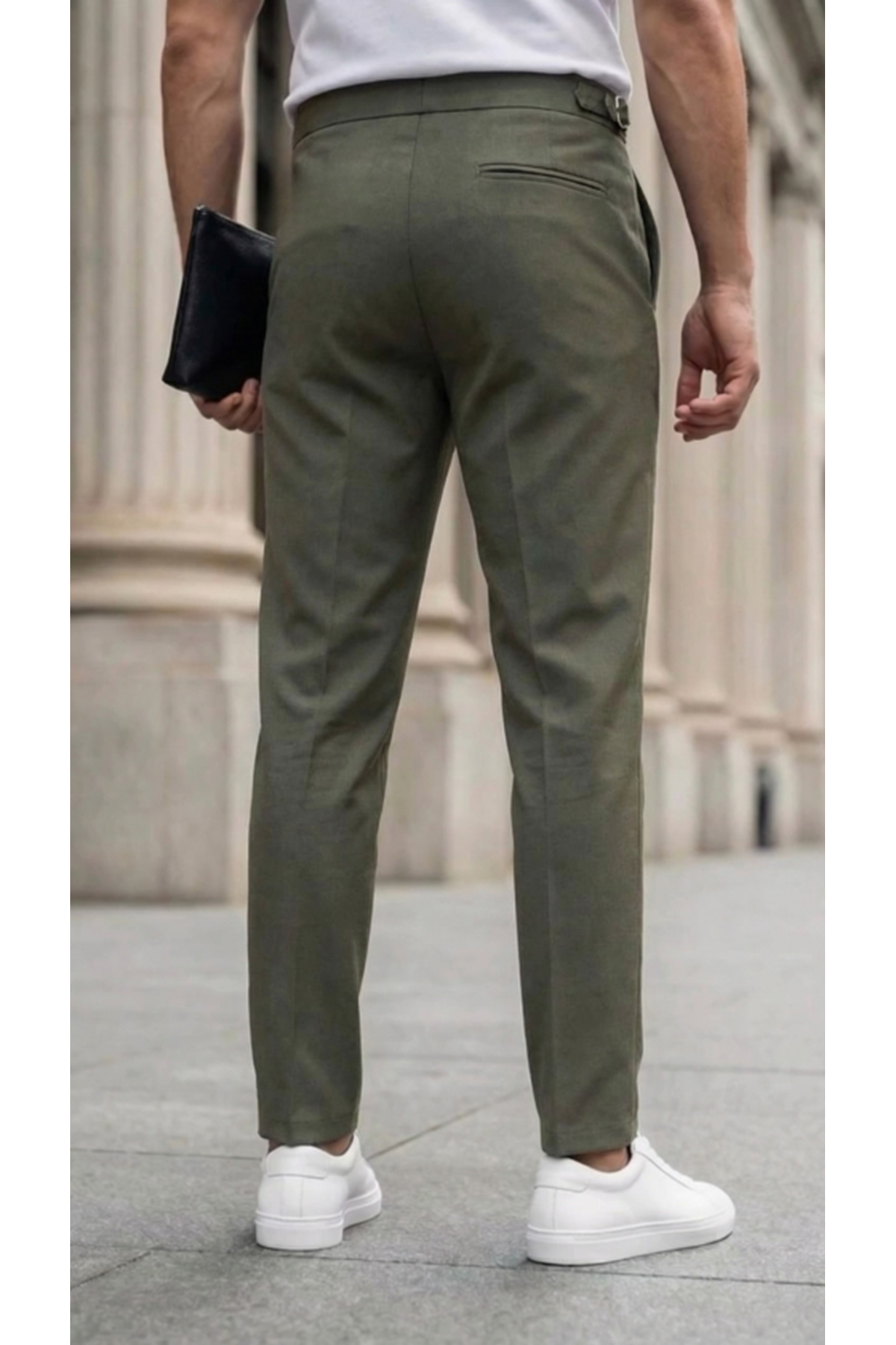 Erkek Toka Detaylı Oldmoney Kumaş Pantolon