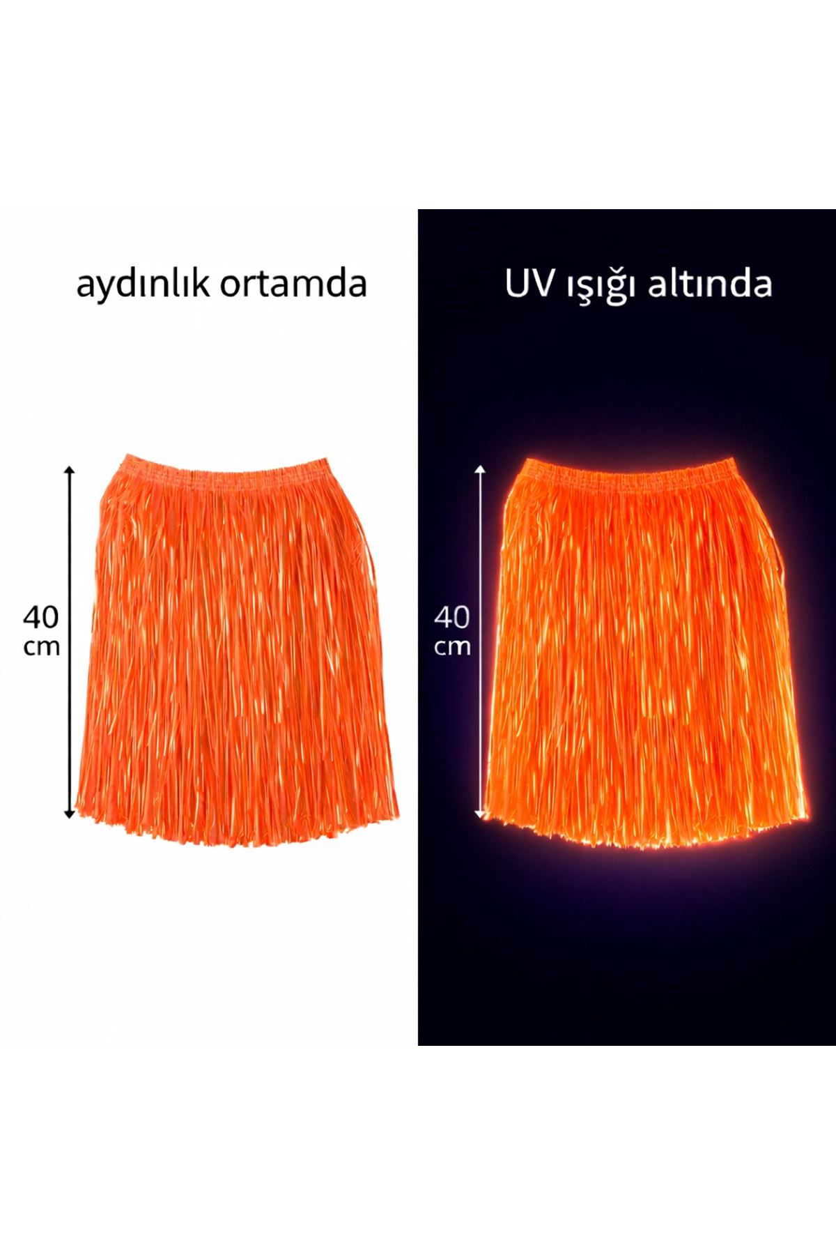 Neon Turuncu Hawaii Parti Eteği 40 cm