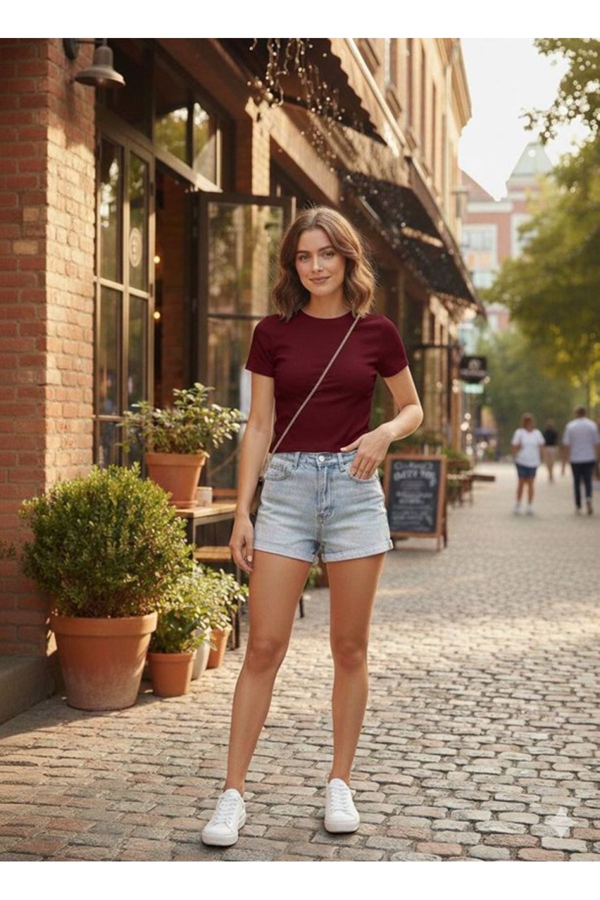 Kadın Bisiklet Yaka Düz Renk Kaşkorse Bluz