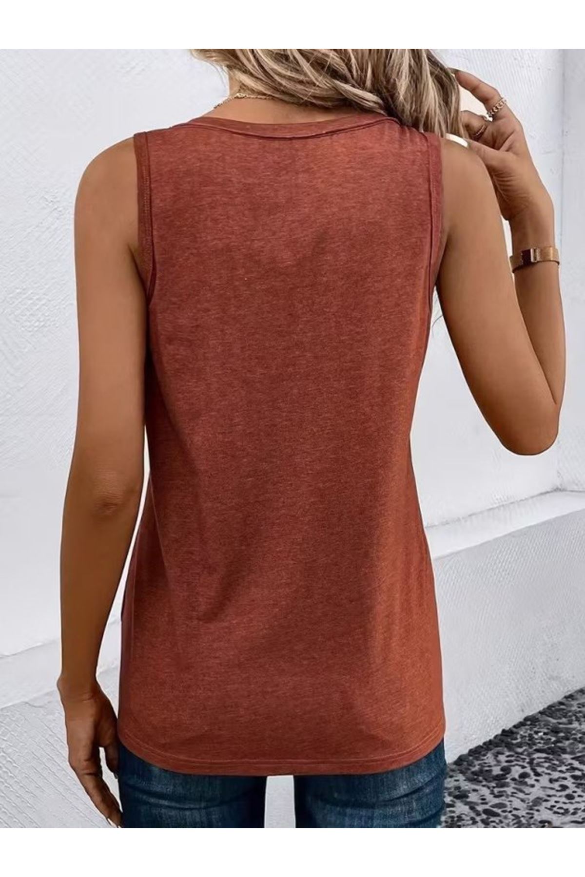 Kadın Askılı önden Düğmeli Viskon Bluz