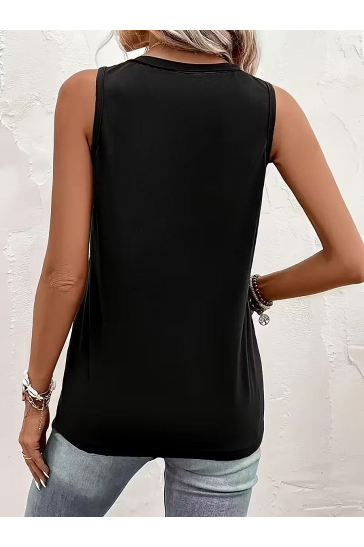 Kadın Askılı önden Düğmeli Viskon Bluz